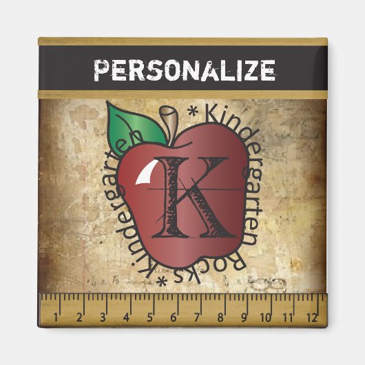 Aimant Enseignant à la maternelle de style vintage (Devant)