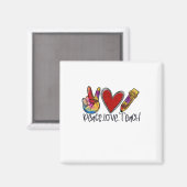 Aimant Enseignant Art Paix Amour Enseigner (Recto/Verso)
