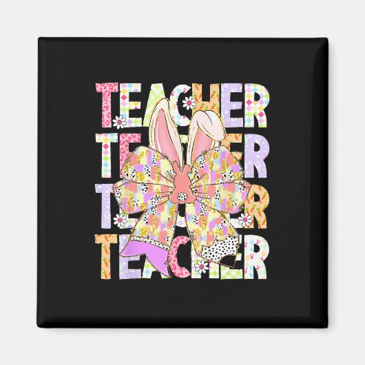 Aimant Enseignant Bunny Coquette Bow Pencil Bunny Jour de (Devant)