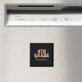 Aimant Enseignant de 4e année Retro Super Premier jour O (In Situ (Lave-vaisselle))