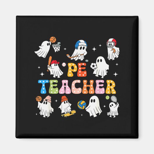 Aimant Enseignant d'éducation physique Halloween Fantôme (Devant)