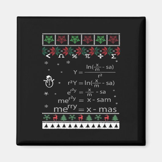 Aimant Enseignant Funky Math Noël Joyeux Noël En Eq Math (Devant)