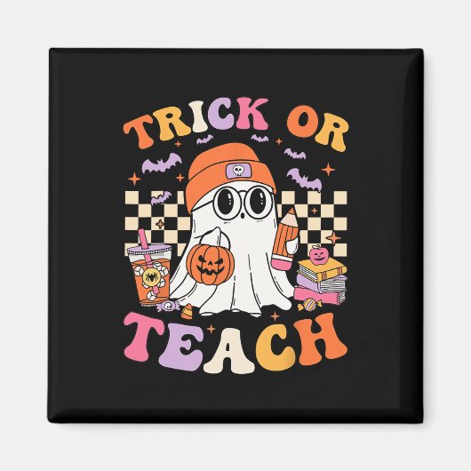 Aimant Enseignant Halloween Trick Ou Enseigner Cute Ghost (Devant)