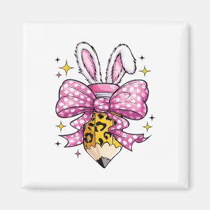 Aimant Enseignant joyeux lapin à nœud coquette Pâques K