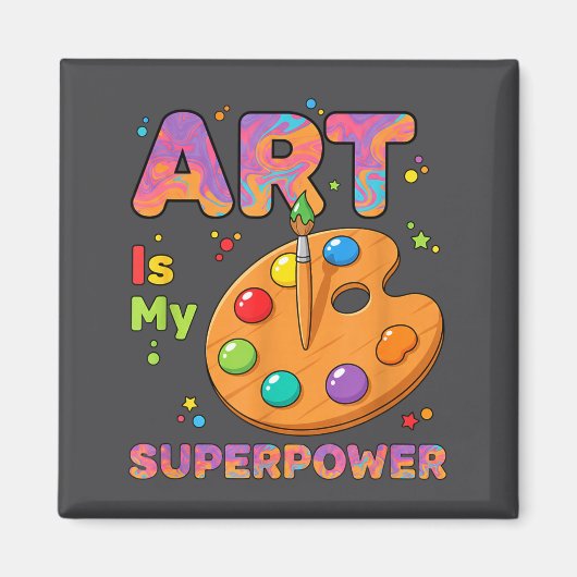 Aimant Enseignant - L'art est mon superwer professeur d'a (Devant)