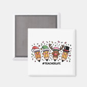 Aimant Enseignant Noël Pencils Enseignant Vie Joyeux Noël (Recto/Verso)