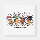 Aimant Enseignant Noël Pencils Enseignant Vie Joyeux Noël (Devant)