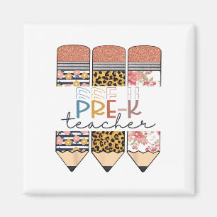 Aimant Enseignant pré-maternelle Fun Léopard Crayon Heure