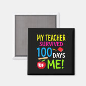Aimant Enseignant Survécu 100 Jours De Moi 100 Jours D'Éc (Recto/Verso)