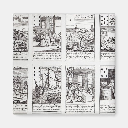 Aimant Ensemble de cartes de jeu représentant la satire (Devant)