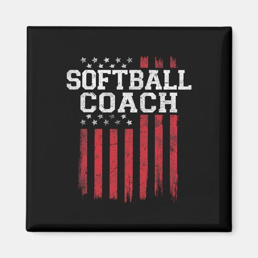 Aimant Entraîneur de softball fier drapeau américain Usa  (Devant)