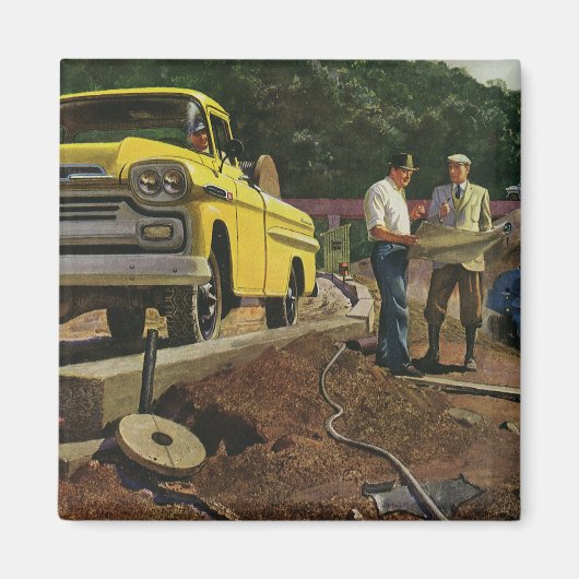 Aimant Entrepreneur vintage en construction d'architectes (Devant)