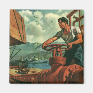 Aimant Entreprise vintage, pétrolier navire-citerne avec