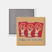 Aimant Enveloppe rouge chinoise Lucky Corgi Année du chie (Recto/Verso)