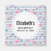 Aimant Épargnez la date motif flamant rose et ananas (Devant)