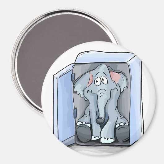 Aimant Ephelphène de dessin animé assis dans un réfrigéra (Recto/Verso)