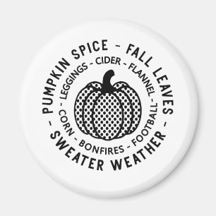 Aimant Épice citrouille - Feuilles automnales - Météo plu