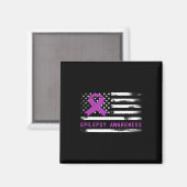 Aimant Epilepsy Award Drapeau Américain Violet Ruban (Recto/Verso)