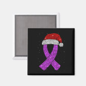 Aimant Epilepsy Christmas Hat Purple Awareness Ribbon Sei (Recto/Verso)