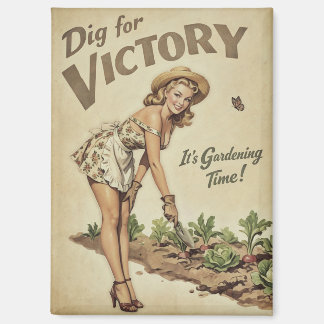 Aimant Épinez pour la Victoire Pinup de Jardinage Rétro