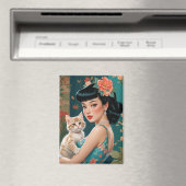 Aimant Épingle asiatique et chaton mignon (In Situ (Lave-vaisselle))
