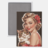 Aimant Épingle souriante avec portrait de chat (Recto/Verso)