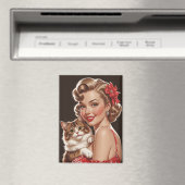 Aimant Épingle souriante avec portrait de chat (In Situ (Lave-vaisselle))