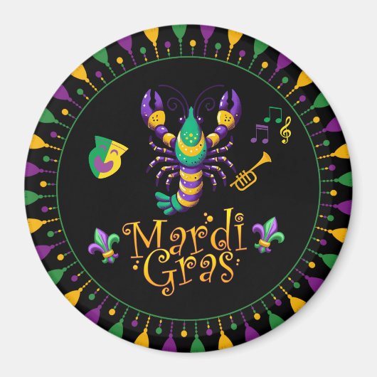 Aimant Épis/trompette/masque/fleur de lis Mardi Gras (Devant)