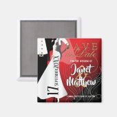 Aimant Épouse et chambre - Enregistrer la date - Rouge (Recto/Verso)