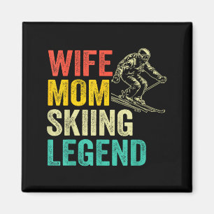 Aimant Épouse maman légende de ski vintage fête des mères