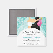 Aimant Épouse Sparkly Groom Enregistrer l'aimant Date (Recto/Verso)