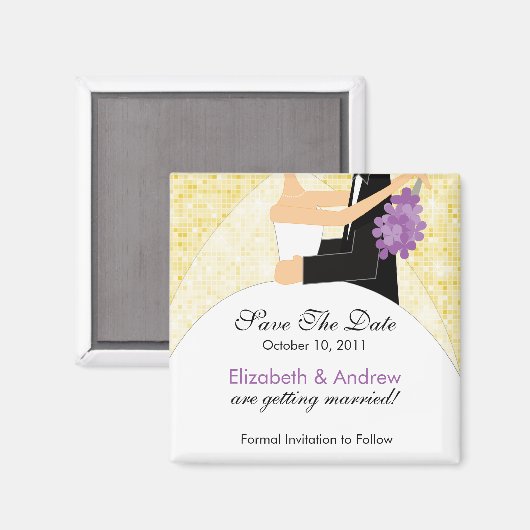 Aimant Épouse Sparkly Groom Enregistrer l'aimant Date (Recto/Verso)