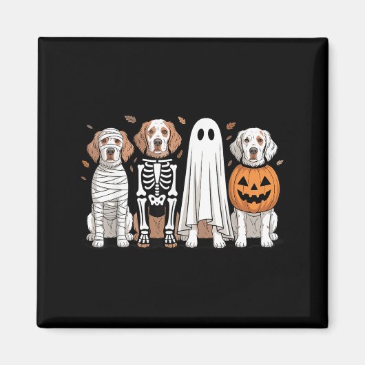 Aimant Épouvantail Anglais Setter Citrouille Halloween Ch (Devant)