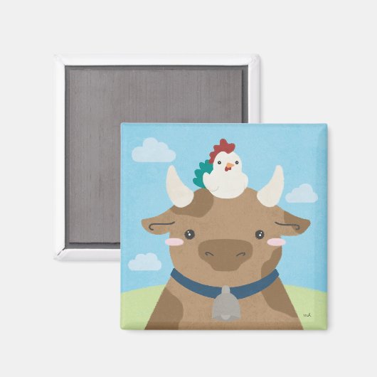 Aimant Époux - Vache et poussin (Recto/Verso)