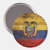 Aimant Equateur Drapeau sur le vieux grain de bois (Recto/Verso)