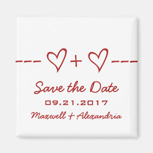 Aimant Équation coeur rouge Enregistrer l'aimant date