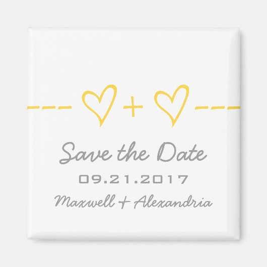 Aimant Équation de coeur jaune Enregistrer l'aimant de da (Devant)