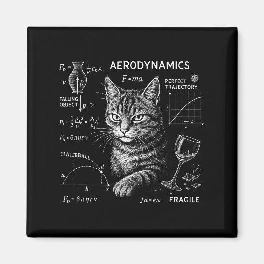 Aimant Équations de physique de chat drôle humour scienti (Devant)