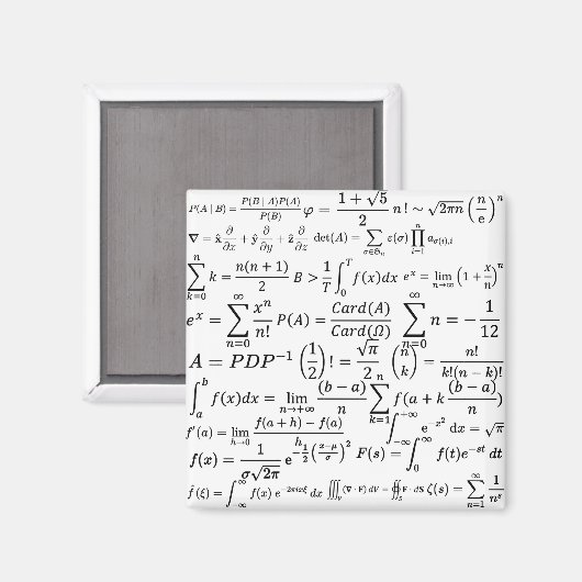 Aimant équations mathématiques et formules (Recto/Verso)