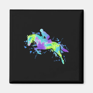 Aimant Equestre Rider aquarelle Cheval de saut