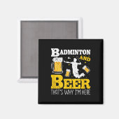 Aimant Équipe de badminton buvant de la bière de badminto (Recto/Verso)