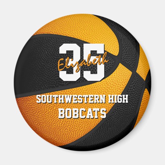 Aimant équipe de basket-ball de l'école orange noire coul (Devant)