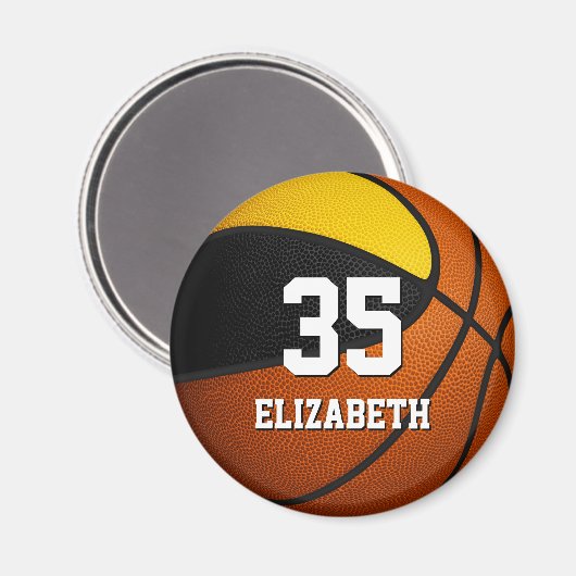 Aimant équipe de basket-ball en or noir cadeaux (Recto/Verso)