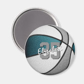 Aimant Équipe de basket gris turquoise couleurs cadeaux d (Recto/Verso)