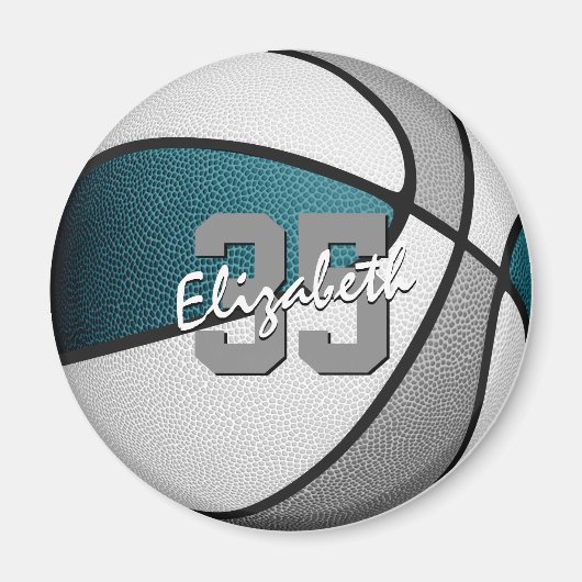 Aimant Équipe de basket gris turquoise couleurs cadeaux d (Devant)