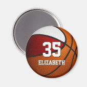 Aimant équipe de basketball blanc rouge couleurs personna (Recto/Verso)