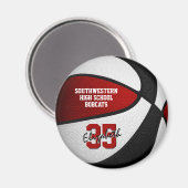 Aimant équipe de basketball noir rouge couleurs (Recto/Verso)