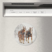 Aimant Équipe de Belgique de cheval Wintery Christmas Sce (In Situ (Lave-vaisselle))