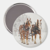 Aimant Équipe de Belgique de cheval Wintery Christmas Sce (Recto/Verso)