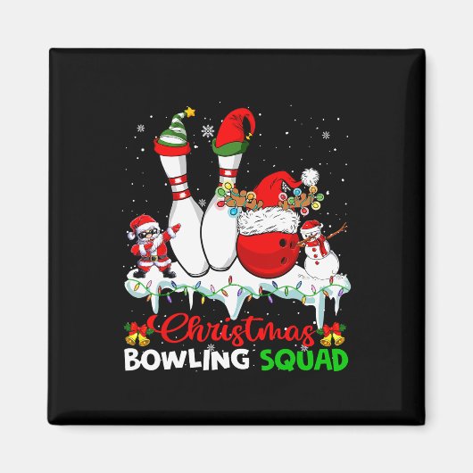 Aimant Équipe de bowling de Noël Dabbing Père Noël Elf Bo (Devant)